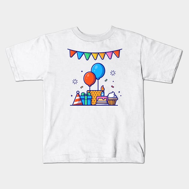 Gift Box And Birthday Cake (2) Kids T-Shirt by Catalyst Labs